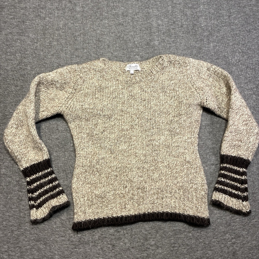 Fioreblu Alpaca Wool Knit‎ Sweater Women Small Brown Striped Cuff Flare Italy
